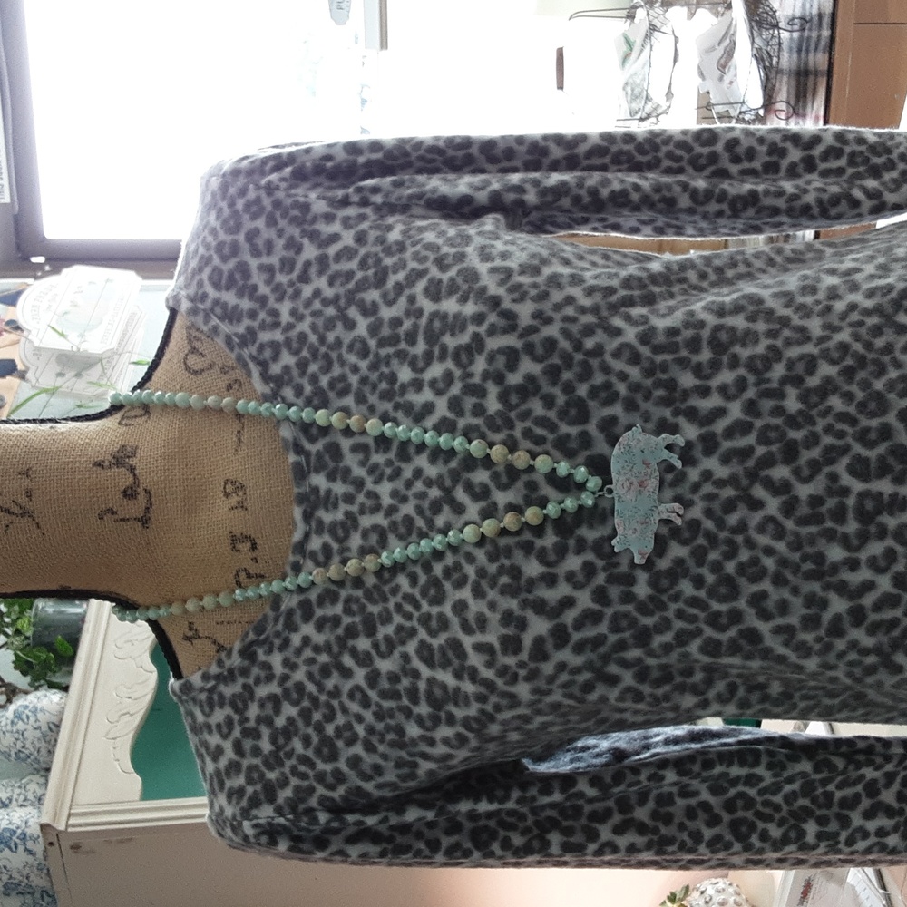 Beaded pig pendant necklace